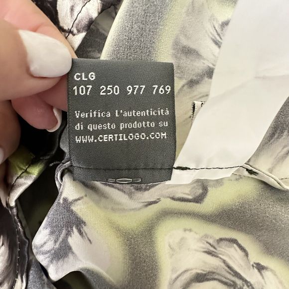 Blugirl Folies Silk Women Blouse SZ 8 Green Floral Sheer Long Sleeves Top Italy - Picture 11 of 16